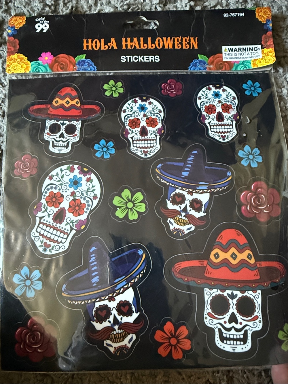 Hola Halloween Sugar Skull Sticker Pack - Multicolor